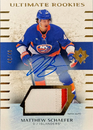 2025-26 Upper Deck Ultimate Collection Hockey Base Ultimate Rookies Auto Patch Matthew Schaefer 2025-26 Upper Deck Ultimate Collection Hockey Base Ultimate Rookies Auto Patch Matthew Schaefer