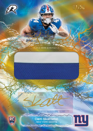 2025 Topps Resurgence Football Radial Rookie Relic Auto Gold Power Surge Cam Skattebo MOCK UP 2025 Topps Resurgence Football Radial Rookie Relic Auto Gold Power Surge Cam Skattebo MOCK UP