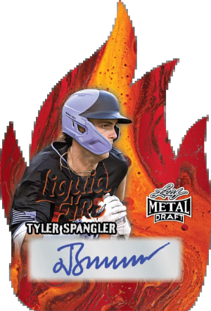 2026 Leaf Metal Draft Baseball Liquid Fire Tyler Spangler MOCK UP