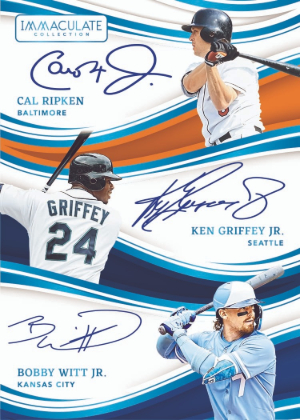 2026 Panini Immaculate Collection Baseball Immaculate Triple Auto Cal Ripken, Ken Griffey Jr, Bobby Witt Jr MOCK UP 2026 Panini Immaculate Collection Baseball Immaculate Triple Auto Cal Ripken, Ken Griffey Jr, Bobby Witt Jr MOCK UP