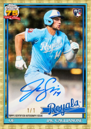 2026 Topps Chrome Baseball 1991 Topps Auto SuperFractor Jac Caglianone MOCK UP 2026 Topps Chrome Baseball 1991 Topps Auto SuperFractor Jac Caglianone MOCK UP