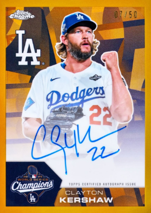 2026 Topps Chrome Baseball World Series Champions Auto Gold Refractor Clayton Kershaw MOCK UP 2026 Topps Chrome Baseball World Series Champions Auto Gold Refractor Clayton Kershaw MOCK UP