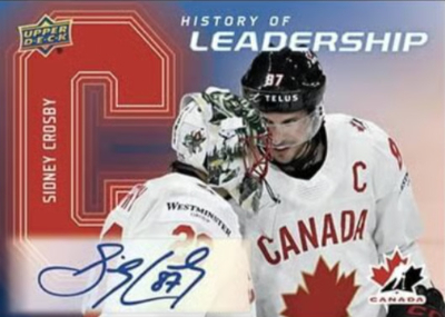 2026 Upper Deck Team Canada Hockey History of Leadership Red Auto Sidney Crosby MOCK UP
