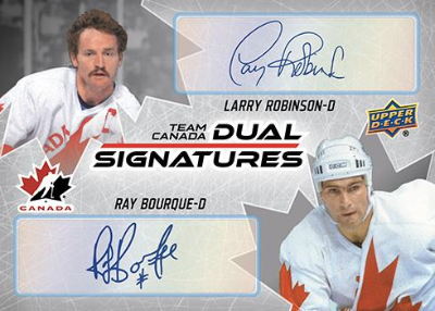 2026 Upper Deck Team Canada Hockey Team Canada Dual Signatures Ray Bourque, Larry Robinson MOCK UP