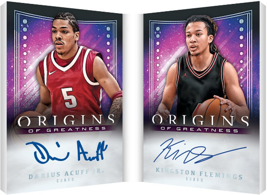 2025-26 Panini Origins Basketball Origins of Greatness Booklet Auto Darius Acuff Jr, Kingston Flemings MOCK UP 2025-26 Panini Origins Basketball Origins of Greatness Booklet Auto Darius Acuff Jr, Kingston Flemings MOCK UP
