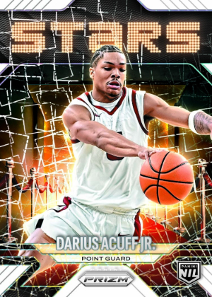 2025-26 Panini Prizm Basketball Collegiate Stars White Lazer Prizms Darius Acuff Jr MOCK UP