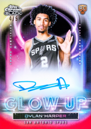 2025-26 Topps Chrome Black Basketball Glow Up Signatures Red Dylan Harper MOCK UP