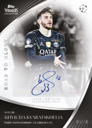 2025-26 Topps Winners Collection Paris Saint Germain Soccer Base Road to Glory Auto Black Khvichakvar Kvaratskhelia MOCK UP 2025-26 Topps Winners Collection Paris Saint Germain Soccer Base Road to Glory Auto Black Khvichakvar Kvaratskhelia MOCK UP
