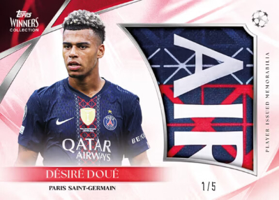 2025-26 Topps Winners Collection Paris Saint Germain Soccer Relic Red Desire Doue MOCK UP 2025-26 Topps Winners Collection Paris Saint Germain Soccer Relic Red Desire Doue MOCK UP