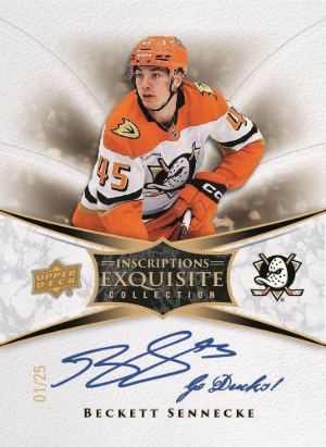 2025-26 Upper Deck Clear Cut Hockey 2009-10 Exquisite Inscriptions Beckett Sennecke MOCK UP