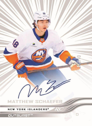 2025-26 Upper Deck Clear Cut Hockey Base Rookies Autos Outburst Matthew Schaefer MOCK UP