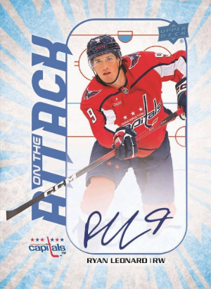 2025-26 Upper Deck Clear Cut Hockey On The Attack Autos Blue Ryan Leonard MOCK UP