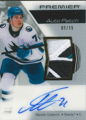 2025-26 Upper Deck Premier Hockey Acetate Patch Auto Macklin Celebrini
