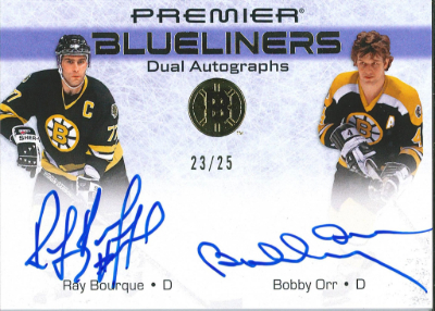 2025-26 Upper Deck Premier Hockey Blueliners Dual Auto Ray Bourque, Bobby Orr