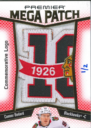2025-26 Upper Deck Premier Hockey Premier Mega Patch Jumbo Commemorative Logo Connor Bedard