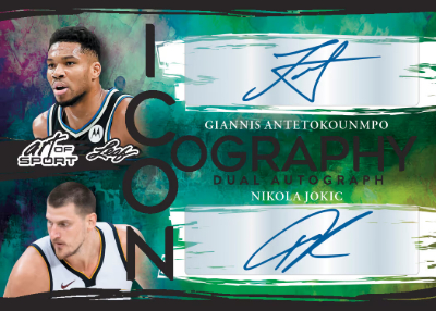 2026 Leaf Art of Sport Iconography Auto Giannis Antetokounmpo, Nikola Jokic MOCK UP