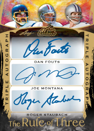 2026 Leaf Art of Sport The Rule of Three Auto Dan Fouts, Joe Montana, Roger Staubach MOCK UP 2026 Leaf Art of Sport The Rule of Three Auto Dan Fouts, Joe Montana, Roger Staubach MOCK UP
