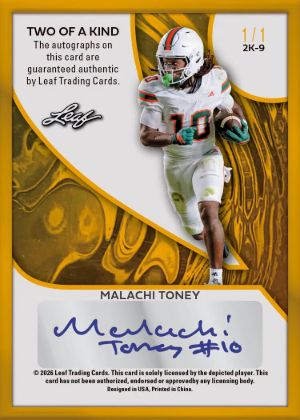2026 Leaf Decadence MultiSport 2 of a Kind Auto Back Malachi Toney MOCK UP 2026 Leaf Decadence MultiSport 2 of a Kind Auto Back Malachi Toney MOCK UP