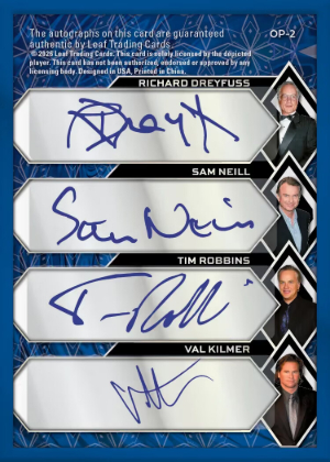 2026 Leaf Decadence MultiSport Octet Pop Auto Back Richard Dreyfuss, Sam Neil, Tim Robbins, Val Kilmer MOCK UP 2026 Leaf Decadence MultiSport Octet Pop Auto Back Richard Dreyfuss, Sam Neil, Tim Robbins, Val Kilmer MOCK UP