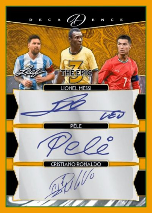 2026 Leaf Decadence MultiSport The Epic 3 Auto Lionel Messi, Pele, Cristiano Ronaldo MOCK UP 2026 Leaf Decadence MultiSport The Epic 3 Auto Lionel Messi, Pele, Cristiano Ronaldo MOCK UP