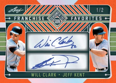 2026 Leaf Seasons in the Sun Baseball Franchise Favorites Auto Will Clark, Jeff Kent MOCK UP 2026 Leaf Seasons in the Sun Baseball Franchise Favorites Auto Will Clark, Jeff Kent MOCK UP