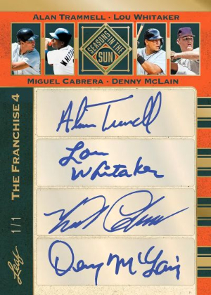 2026 Leaf Seasons in the Sun Baseball The Franchise Four Auto Alan Trammell, Lou Whitaker, Miguel Cabrera, Denny McLain MOCK UP 2026 Leaf Seasons in the Sun Baseball The Franchise Four Auto Alan Trammell, Lou Whitaker, Miguel Cabrera, Denny McLain MOCK UP