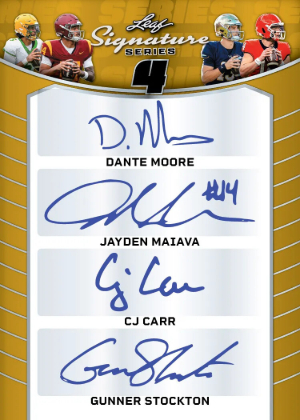 2026 Leaf Signature Series Sports Series 4 Auto Dante Moore, Jayden Maiava, CJ Carr, Gunner Stockton MOCK UP