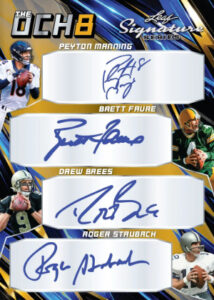 2026 Leaf Signature Series Sports The Ocho Auto Front Peyton Manning, Brett Favre, Drew Brees, Roger Staubach MOCK UP