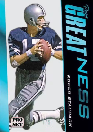 2026 Pro Set Metal Football Base Past Portal Terry Bradshaw MOCK UP 2026 Pro Set Metal Football Base Pro Set Pure Greatness Roger Staubach MOCK UP