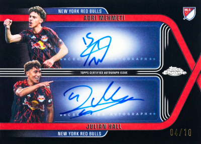 2026 Topps Chrome MLS Soccer Chrome Dual Autographs Black Refractor Adri Mehmeti, Julian Hall MOCK UP