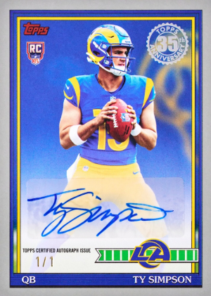 2026 Topps Flagship Football 1991 Topps Rookie Autographs Ty Simpson MOCK UP