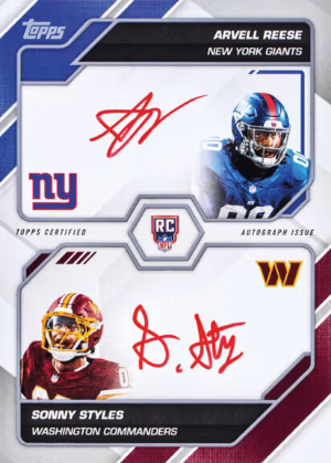 2026 Topps Flagship Football Flagship First Dual Sigs Arvell Reese, Sonny Styles MOCK UP