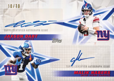 2026 Topps Flagship Football NFL Stars Dual Auto Jaxson Dart, Malik Nabers MOCK UP