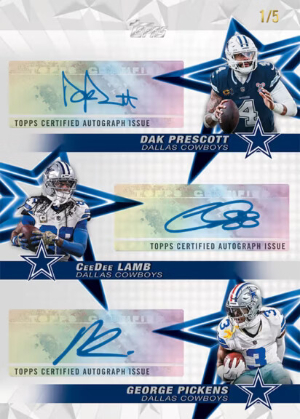 2026 Topps Flagship Football NFL Stars Triple Auto Dak Prescott, CeeDee Lamb, George Pickens MOCK UP