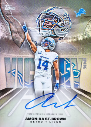 2026 Topps Flagship Football Victory Ink Amon Ra St Brown MOCK UP