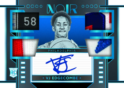 2025-26 Panini Noir Basketball Quad Patch Autographs Platinum VJ Edgecomb MOCK UP 2025-26 Panini Noir Basketball Quad Patch Autographs Platinum VJ Edgecomb MOCK UP