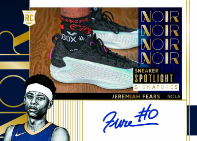 2025-26 Panini Noir Basketball Sneaker Spotlight Signatures Jeremiah Fears MOCK UP 2025-26 Panini Noir Basketball Sneaker Spotlight Signatures Jeremiah Fears MOCK UP