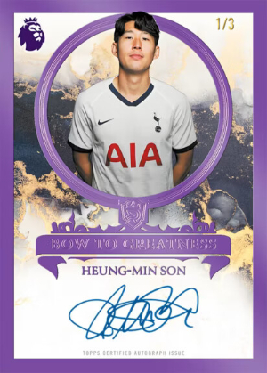 2025-26 Topps Royalty Premier League Soccer Bow to Greatness Auto Tyrian Purple Heung-Min Son MOCK UP 2025-26 Topps Royalty Premier League Soccer Bow to Greatness Auto Tyrian Purple Heung-Min Son MOCK UP
