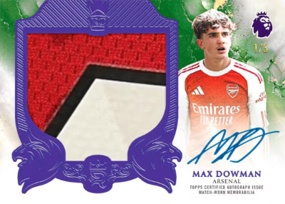 2025-26 Topps Royalty Premier League Soccer Rookie Jumbo Auto Relics Tyrian Purple Max Dowman MOCK UP 2025-26 Topps Royalty Premier League Soccer Rookie Jumbo Auto Relics Tyrian Purple Max Dowman MOCK UP