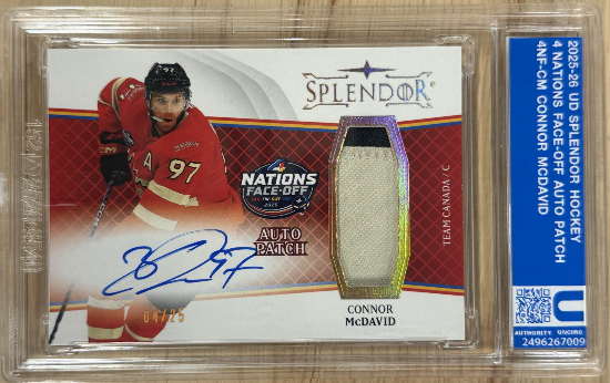 2025-26 Upper Deck Splendor Hockey 4 Nations Face-Off Auto Patch Connor McDavid