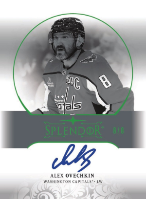 2025-26 Upper Deck Splendor Hockey Black and White Borderless Auto Green Alex Ovechkin MOCK UP