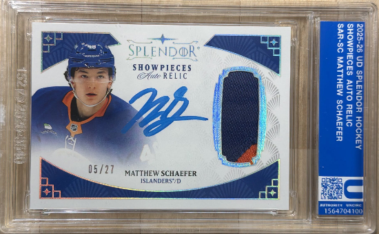2025-26 Upper Deck Splendor Hockey Showpieces Auto Relic Matthew Schaefer