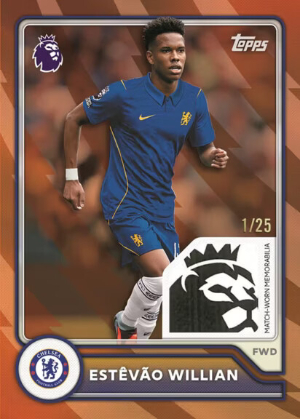 2026-27 Topps Flagship Premier League Soccer Base Relics Estevao Willian Orange MOCK UP 2026-27 Topps Flagship Premier League Soccer Base Relics Estevao Willian Orange MOCK UP