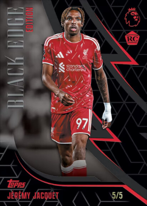 2026-27 Topps Flagship Premier League Soccer Black Edge Edition Red Jeremy Jacquet MOCK UP 2026-27 Topps Flagship Premier League Soccer Black Edge Edition Red Jeremy Jacquet MOCK UP