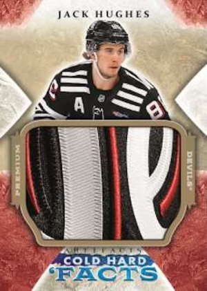 2026-27 Upper Deck Artifacts Hockey Cold Hard Facts Jumbo Jersey Jack Hughes MOCK UP