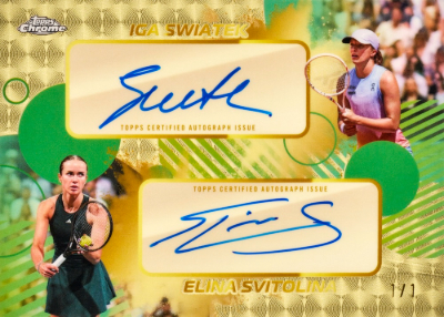 2026 Topps Chrome Tennis Dual Auto SuperFractor Iga Swiatek, Elina Svitolina MOCK UP
