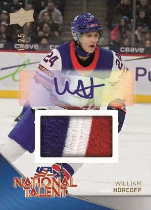 2026 Upper Deck Team USA Juniors Hockey Base Auto Patch National Talent William Horcoff MOCK UP 2026 Upper Deck Team USA Juniors Hockey Base Auto Patch National Talent William Horcoff MOCK UP
