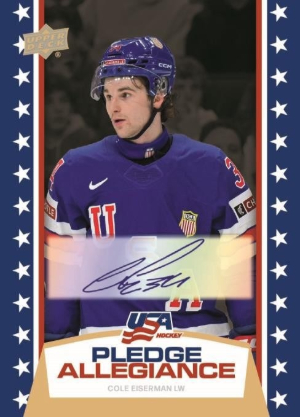 2026 Upper Deck Team USA Juniors Hockey Pledge Allegiance Auto Cole Eiserman MOCK UP 2026 Upper Deck Team USA Juniors Hockey Pledge Allegiance Auto Cole Eiserman MOCK UP