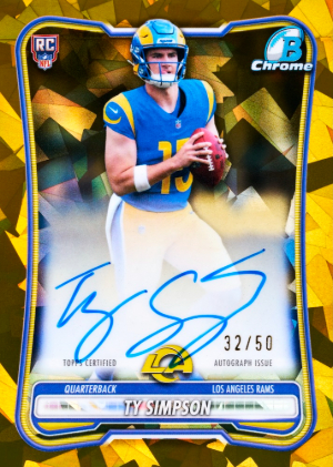2026 Bowman Sapphire Football Base Chrome Auto Gold Sapphire Ty Simpson MOCK UP