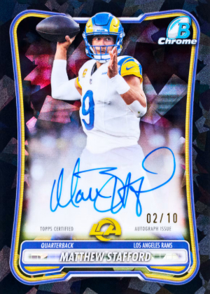 2026 Bowman Sapphire Football Base Chrome Auto Sapphire Black NFL Matthew Stafford MOCK UP
